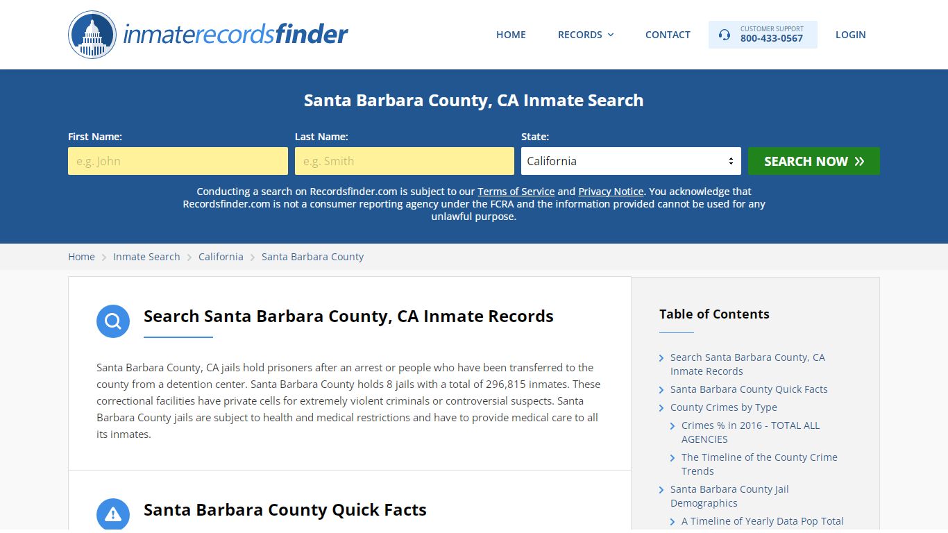 Santa Barbara County, CA Inmate Lookup & Jail Records Online